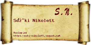 Sóki Nikolett névjegykártya
